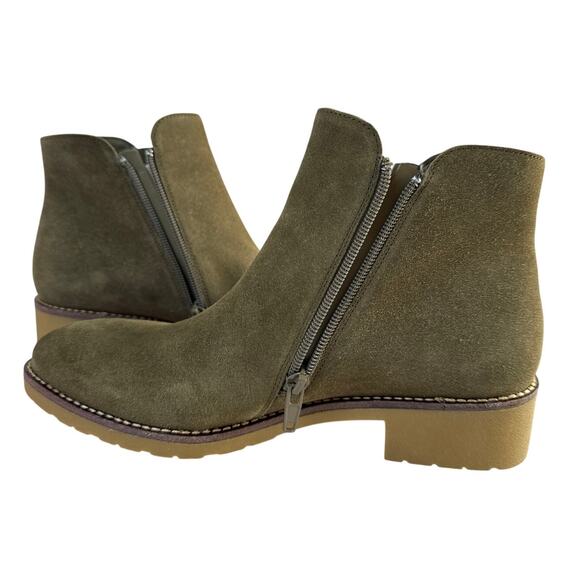 VANELi Ankle Boots Hadia Womens 7.5 Suede Khaki Nival Double Side Zip 311539 - Picture 9 of 12